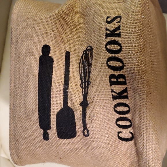 Cube Bin for Cook Books Storage Burlap Box with Handles - Picture 2 of 5